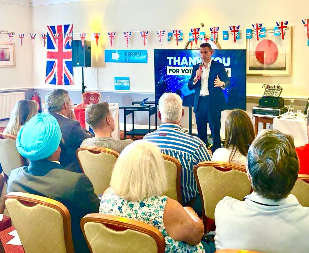 Matt Goodwin addressing the audience in Reading