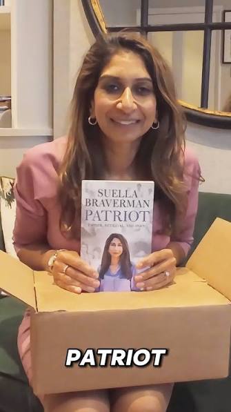 Suella Braverman holding her book Patriot